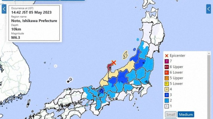 ৬.৩ মাত্রার ভুমিকম্প আঘাত হেনেছে ইশিকাওয়া প্রিফেকচারে