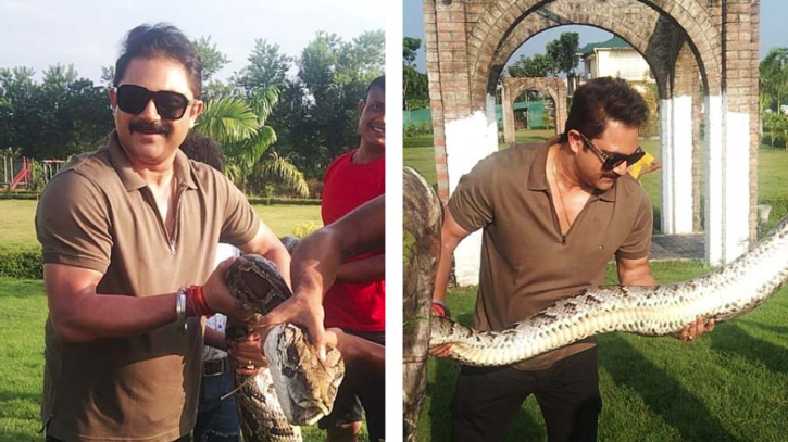শুটিং ফ্লোরে ১৫ ফুটের অজগর ! শুটিং ফ্লোরে ১৫ ফুটের অজগর !